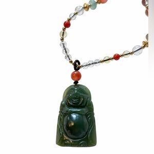- - Authentic Natural Hetian Jade Buddha Neckalce